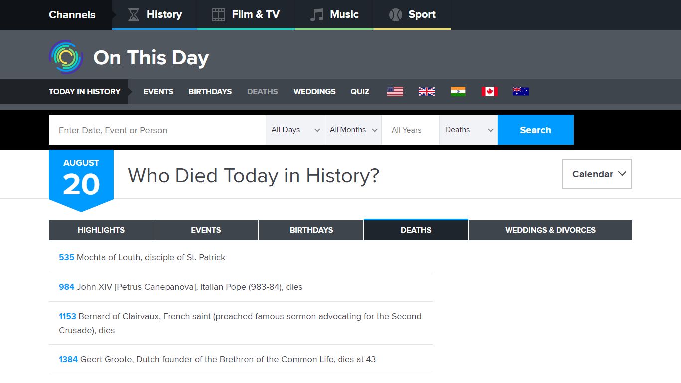 Who Died Today in History? - On This Day